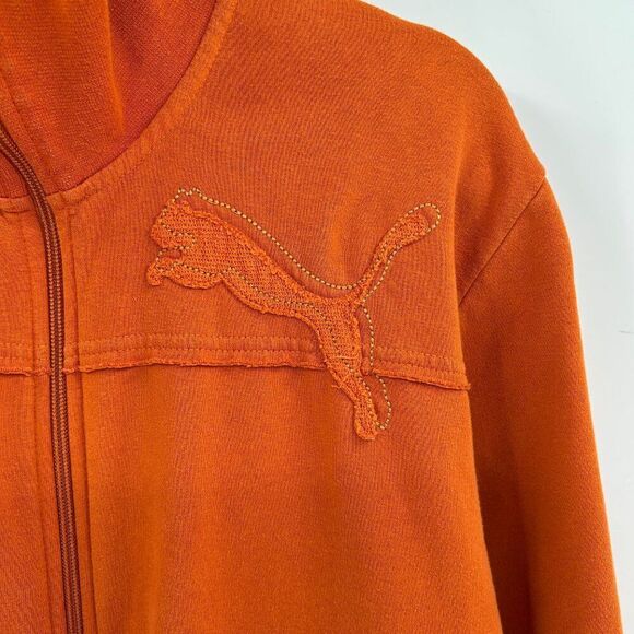 Puma Vintage Full Zip Distressed Embroidered Orange Jacket Size Large - Picture 8 of 11
